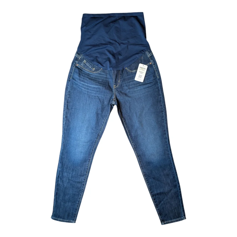 Levi Strauss Maternity Skinny Dark Rinse Super Stretch Full Tummy Panel Jeans Lg